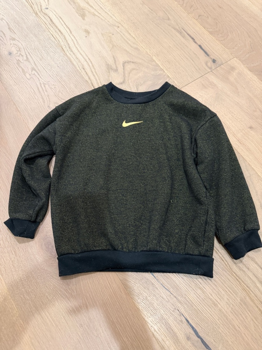 Nike Men’s Olive Green Crewneck Sweatshirt with Yellow Swoosh